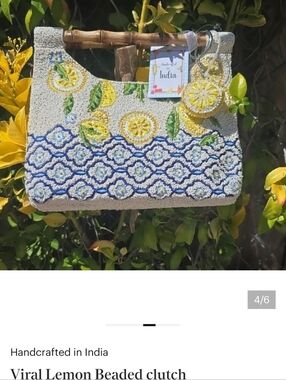 Viral Lemon Beaded clutch